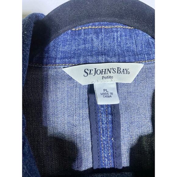 St Johns Bay Blue Jean Jacket Youth Girl's Size Petite Large Button Up - Picture 7 of 7